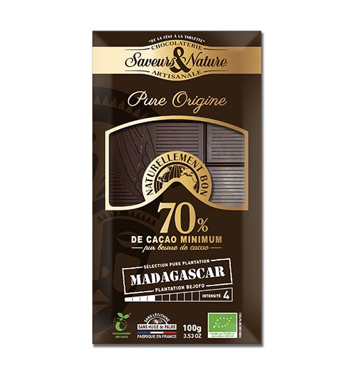 Tablette Chocolat Noir 70 %  Madagascar 100g