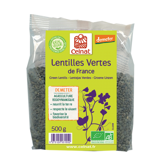 Lentilles Vertes de France Bio et Demeter 500g